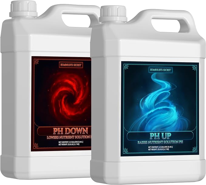 Humboldts Secret pH Up and pH Down Control Kit | Liquid Nutrient Solution Balancer for Plants | for Soil, Hydroponic, Coco, and DWC Systems | Supports Nutrient Absorption and Growth | 2.5 Gallon