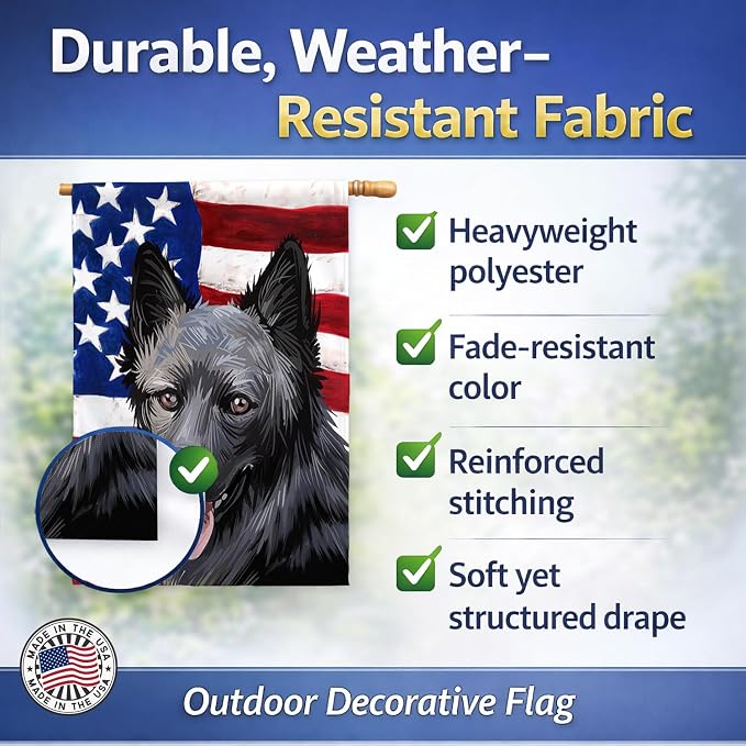 Caroline's Treasures CK6605CHF Lapponian Herder American Flag House Flag Large Porch Sleeve Pole Decorative Outside Yard Banner Artwork Wall Hanging, Polyester, House Size, Multicolor