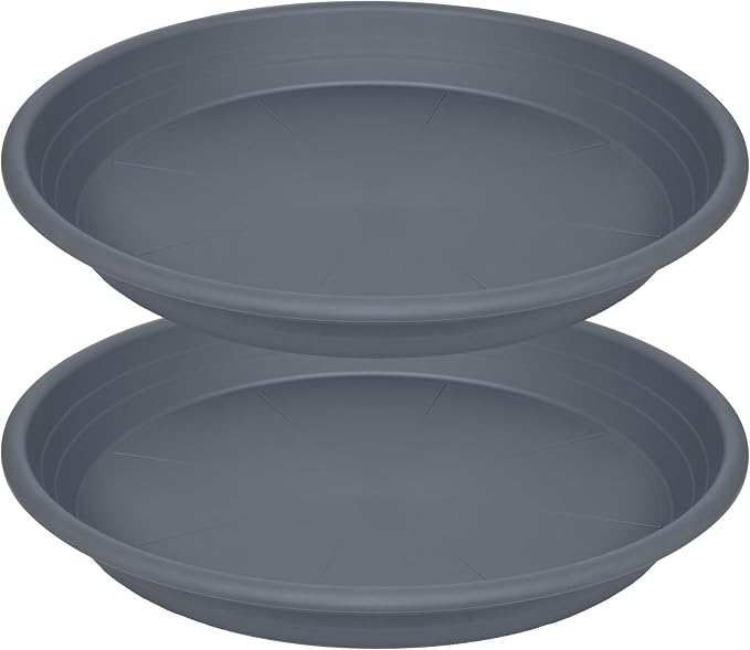 2 Pack of 22 inch Plant Saucer, Large Plant Tray, Heavy Sturdy Plant Drainage Tray for Indoors, Bird Bath Bowls, Sturdy 18 inch Plastic Pot Tray for Planter 19 20 21"(Gray)