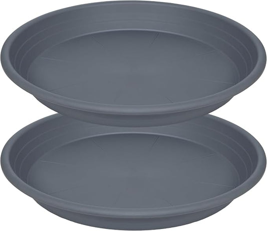 2 Pack of 22 inch Plant Saucer, Large Plant Tray, Heavy Sturdy Plant Drainage Tray for Indoors, Bird Bath Bowls, Sturdy 18 inch Plastic Pot Tray for Planter 19 20 21"(Gray)