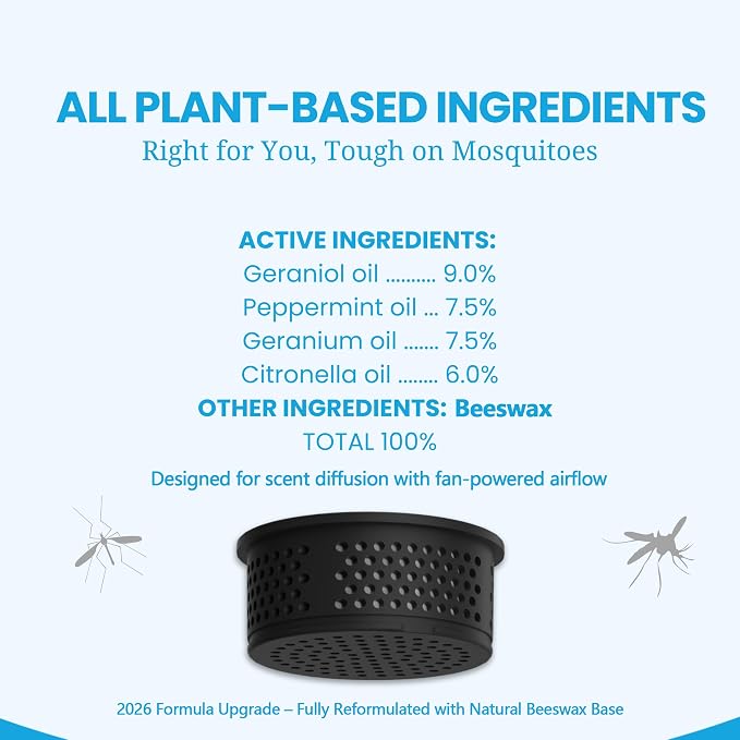 Virine Mosquito Repellent Outdoor Patio, Rechargeable Mosquito Repeller with UL Adapter, Plant-Based Citronella Peppermint Refills, Portable Bug Repellent for Backyard Camping Deck, Night Light