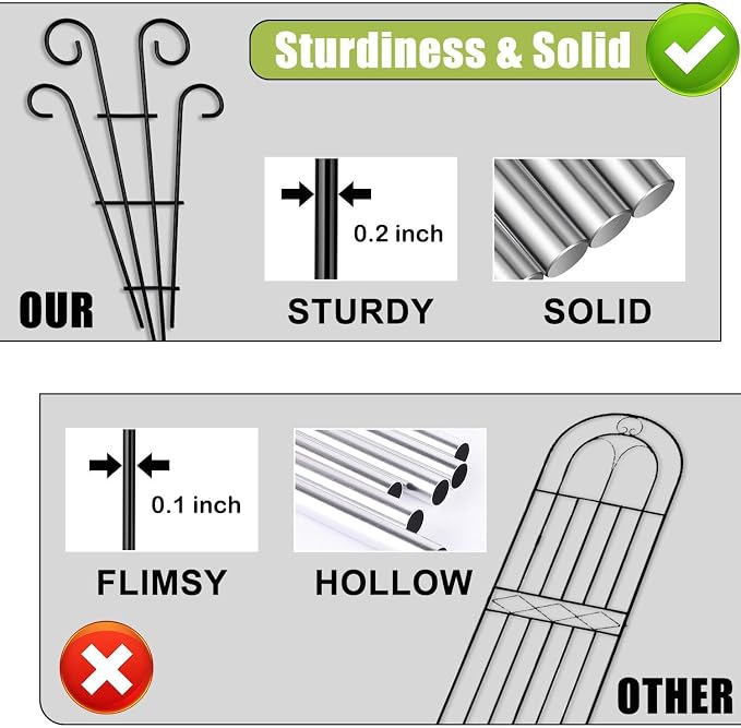 2 Pack 31 Inch Black Coated Wave Pot Metal Trellis Stakes for Climbing Plants Patio Plant Support for Outdoor,Rose, Vegetable Flower, Backyard