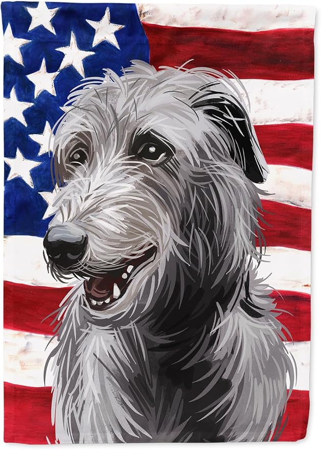 Caroline's Treasures CK6695CHF Scottish Deerhound Dog American Flag House Flag Large Porch Sleeve Pole Decorative Outside Yard Banner Artwork Wall Hanging, Polyester, House Size, Multicolor