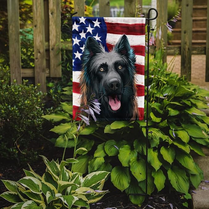 Caroline's Treasures CK6507GF Dutch Shepherd Dog American Flag Garden Flag Mailbox Flag Decorative Yard Flag Banner Outside Patio Artwork Yard Flower Beds, Garden Size, Multicolor