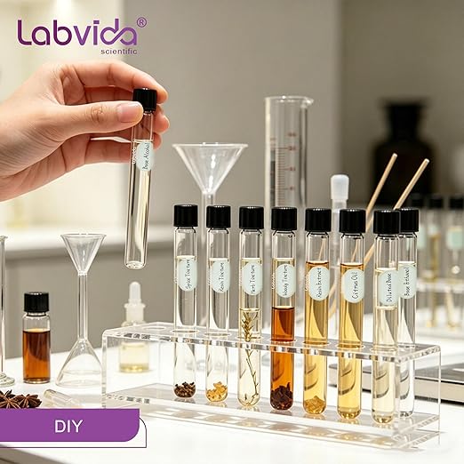 40pcs of Glass Serological Test Tubes with Black Bakelite Screw Caps Silicon Liners, Vol.30ml 20x150mm with Marking Area, Borosilicate Glass Material, Flat Bottom, LVH005