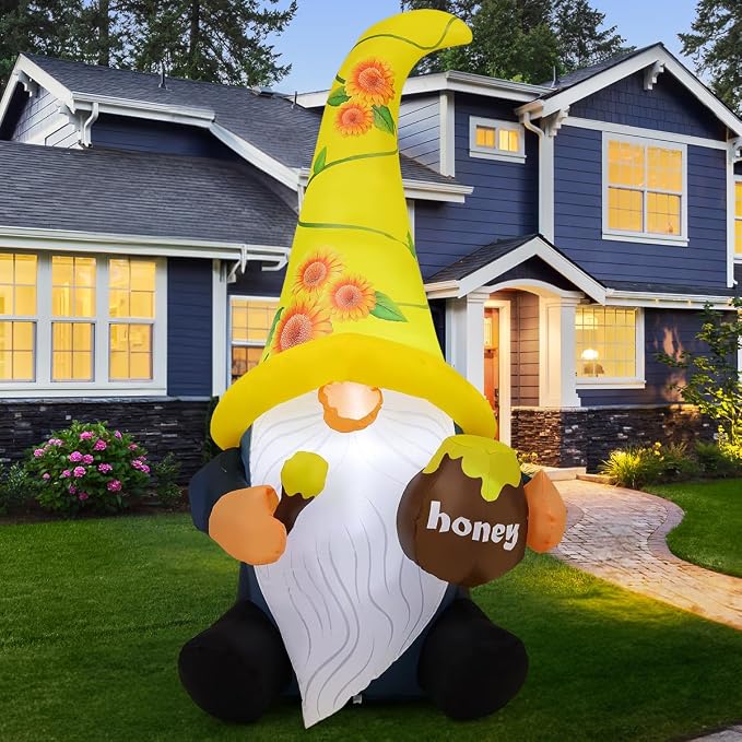 GOOSH 6 FT Summer Inflatables Gnome Outdoor Blow Up Yard Decoration with LED Lights, Weather-Resistant&Fast Inflation for Summer Garden Spring Lawn Party Indoor Decor