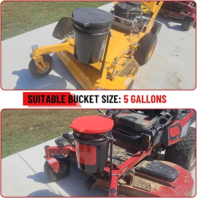 5 Gallon Trash Bucket Holder, Bucket Storage Holder Mount with Clamp for Zero Turn Mowers
