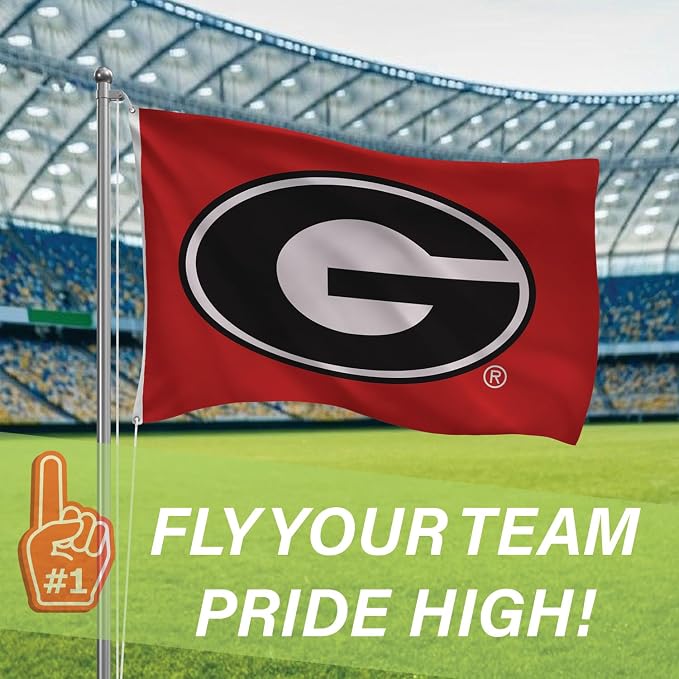 NCAA University of Georgia Flag with Grommets, 3'x5' UGA Bulldogs Outdoor College Flags & Banners for Garden Patio Indoor Wall Décor