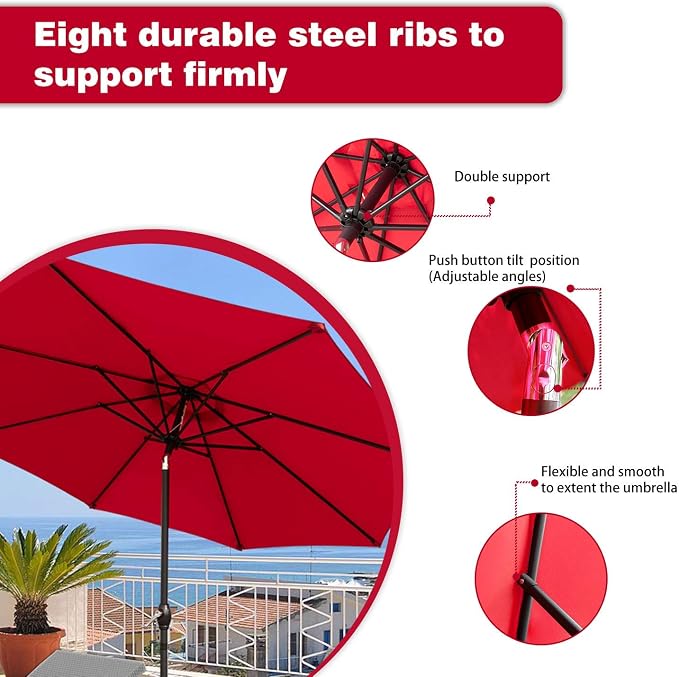 Greesum 10FT Cantilever Offset Patio Umbrella, Outdoor Umbrella for Yard, Market, Heavy-Duty Waterproof Pool Umbrella with 6 Sturdy Ribs, UV Protection for Beach, Deck, Garden, Backyard