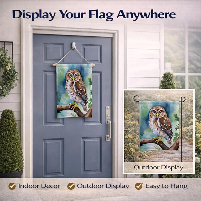 Caroline's Treasures Northern Pygmy Owl Garden Flag Mailbox Flag Decorative Yard Flag Banner Outside Patio Artwork Yard Flower Beds, Garden Size, Multicolor
