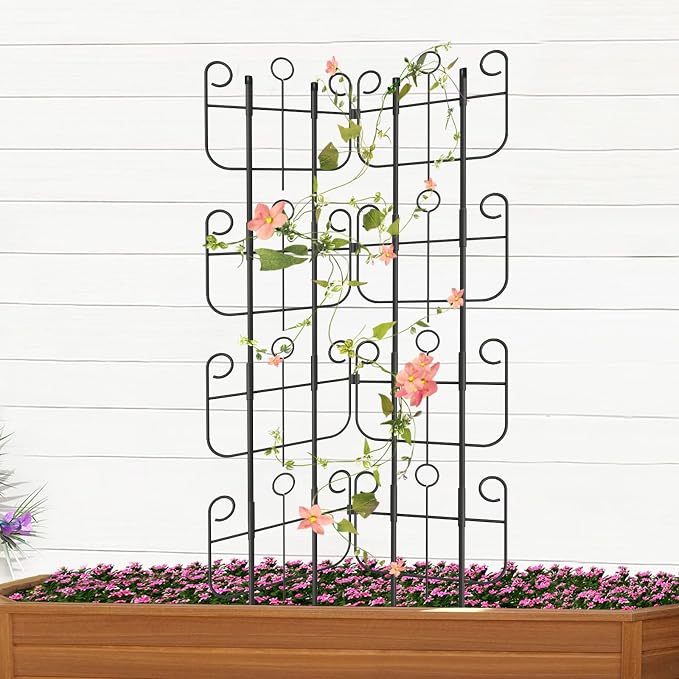 Garden Trellis for Climbing Plants Outdoor, Expandable Heavy-Duty Metal Trellis for Tall Plants, Flowers Vine Ivy, Sturdy Houseplant Pothos Plant Climber Support