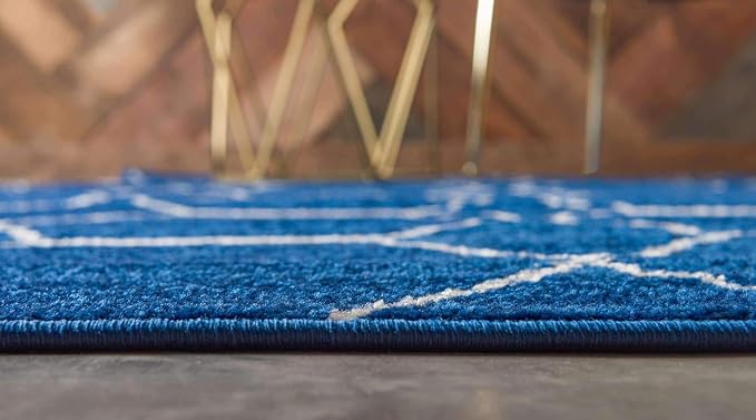 Unique Loom Trellis Frieze Collection Area Rug - Geometric (7' Square, Navy Blue/ Ivory)