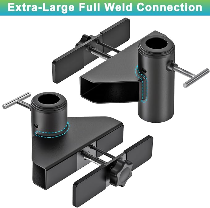 Dolibest Patio Umbrella Holder, Adjustable Deck Umbrella Holder & 3 Plastic Sleeves (Fits 1''-1.9" Poles), Space Saver Design, Patio Umbrella Clamp Deck Umbrella Mount for Balcony, Patio Railing-1 Set