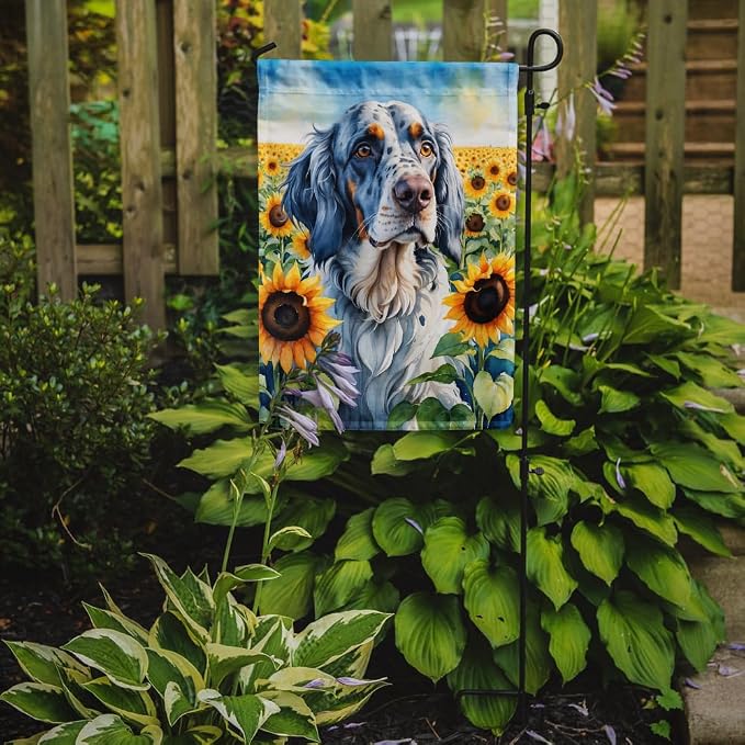 Caroline's Treasures DAC6075GF English Setter in Sunflowers Garden Flag Mailbox Flag Decorative Yard Flag Banner Outside Patio Artwork Yard Flower Beds, Garden Size, Multicolor