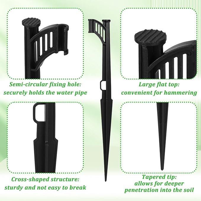 30 Pcs 12.8" Irrigation Drip Support Stakes 1/4 Inch Drip Irrigation Stakes for 1/4 Inch Drip Irrigation Tubing Hose Holder Drip Irrigation Support Stakes for Gardens Irrigation Supplies