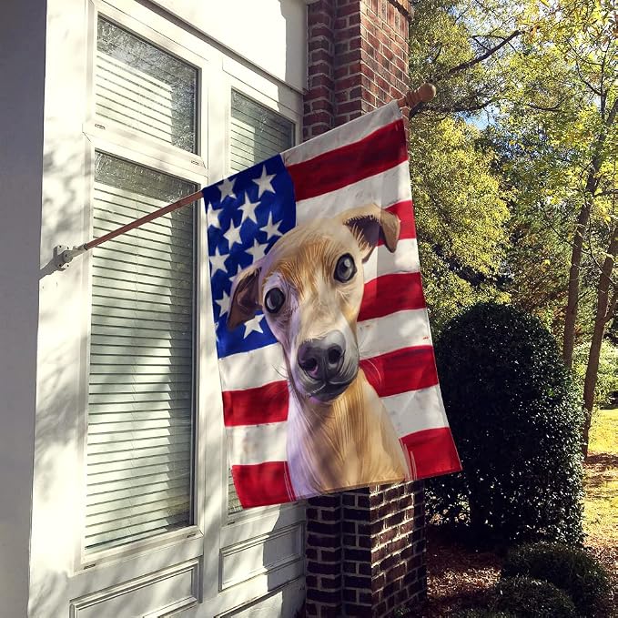 Caroline's Treasures CK6576CHF Italian Greyhound American Flag House Flag Large Porch Sleeve Pole Decorative Outside Yard Banner Artwork Wall Hanging, Polyester, House Size, Multicolor