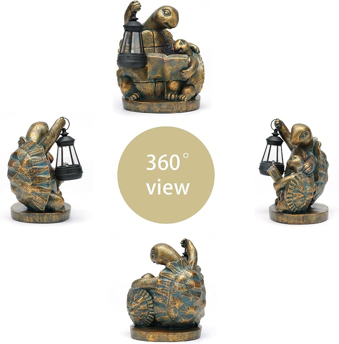 Turtle Solar Powered Outdoor Garden Statue, Resin Statue with Solar Light Lantern, Decorative Lawn, Yard Outdoor Turtle Decoration. Unique Home Decoration, Gifts for Women,Mom on Mother's Day