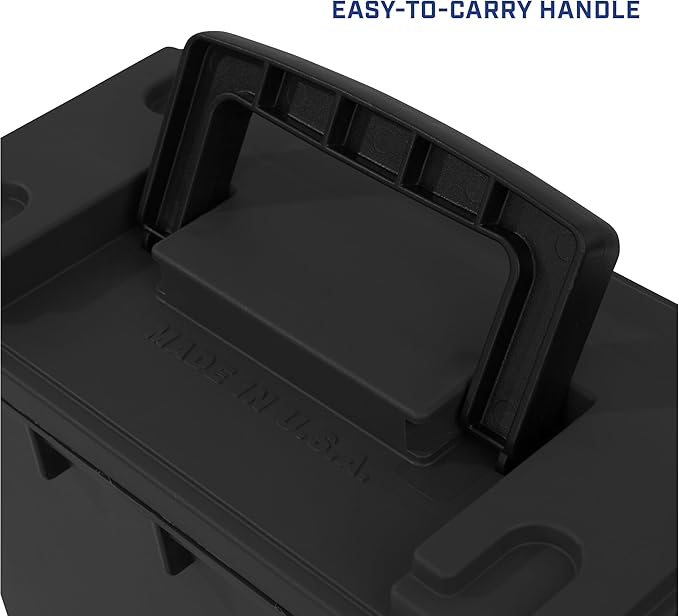 Sheffield Ammo Box Made in USA, Stackable Lockable Ammo Storage Box, Black | Lockable Storage Box, Water and Dust Resistant Dry Box, Secures Hunting Gear, Gun Accessories, Supplies, and Bullets