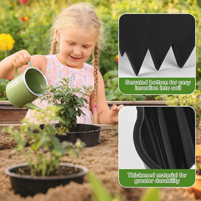 6 Pack Round Planting Grow Rings,7" Planting Protective Round Edging, Plant Support Rings to Protects Plants, Deep Watering Plant Collars for Vegetables Herbs Flowers (Black)