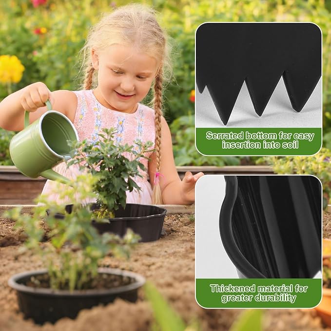 3 Pack Round Planting Grow Rings,12" Planting Protective Round Edging, Plant Support Rings to Protects Plants, Deep Watering Plant Collars for Vegetables Herbs Flowers (Black)