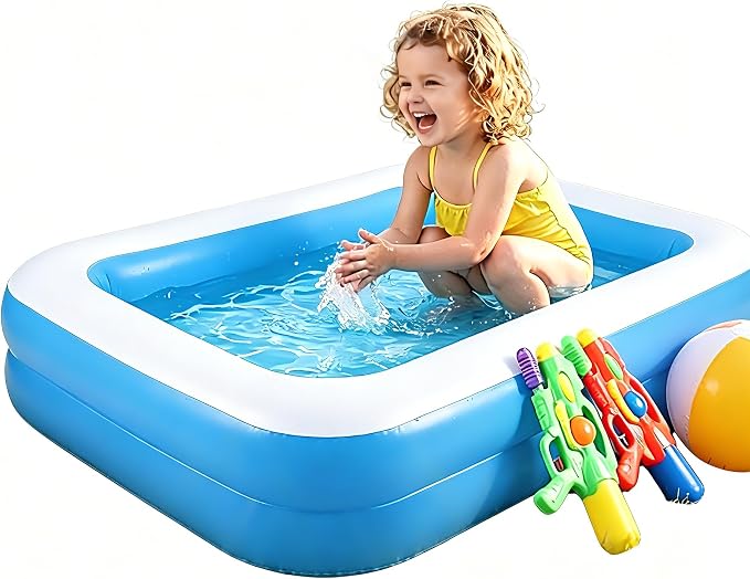 Inflatable Kiddie Pool, 128x85x45cm (50x33x18in) ,Thickened PVC Kids Blow Up Swimming Pool for Babies Toddlers, Wading Pool Indoor Outdoor Garden Backyard Summer Water Party Play Center
