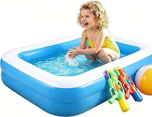 Inflatable Kiddie Pool, 128x85x45cm (50x33x18in) ,Thickened PVC Kids Blow Up Swimming Pool for Babies Toddlers, Wading Pool Indoor Outdoor Garden Backyard Summer Water Party Play Center