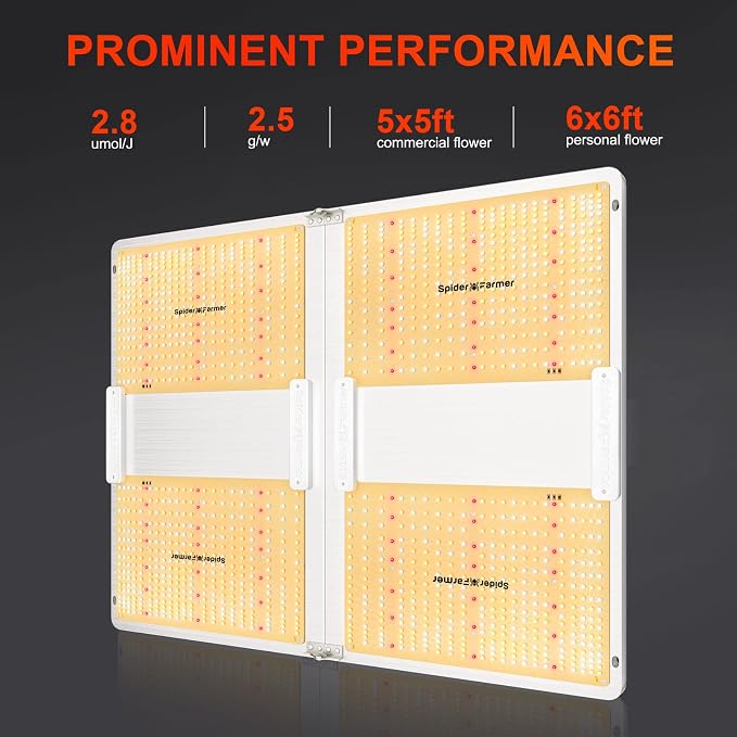 SPIDER FARMER SF7000, Samsung LM301B Diodes Led Grow Light, Full Spectrum Plant Grow Light, 650W Dimmable & High Efficiency & Uniform PPFD Commercial Lamps for Seedling Veg & Bloom In 5x5 Grow Tent