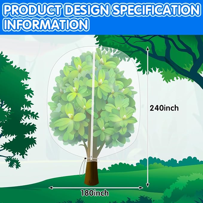 7.9×5.9FT Tree Covers for Winter, Plant Covers Freeze Protection with Drawstring and Zipper, Frost Cloths for Outdoor Plants (White)