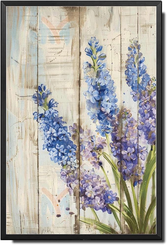 Metal Sign Tin Sign Vintage Rustic Spring Hyacinths Tin Sign for Easy Installation Weather Resistant Design and Vintage Charm Tin Sign Paper for Home Decor 12×16 Inches with Metal Frame