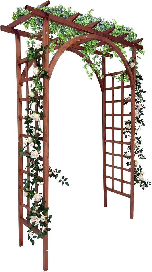 Garvee 85 in Wooden Garden Arbor,Solid Fir Wood Trellis for Plant Climbing,Wedding Ceremony Decoration Pergola for Garden Backyard,Lawn,Teak