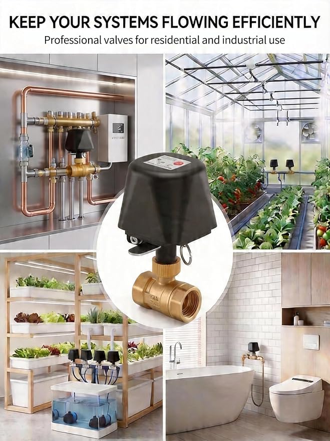 Smart WiFi Water Valve, Brass Motorized Ball Valve with Timer & App Remote Control, Alexa/Google Home Compatible, Ideal for Garden Sprinkler, Pool Filling, Greenhouse & Hydroponics, 1" NPT