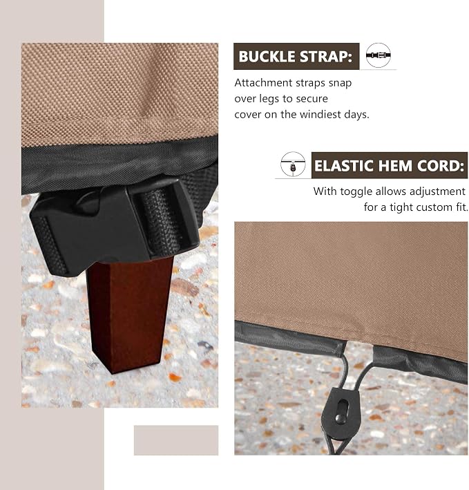 ULTCOVER Waterproof Patio Cool Bar Table Cover 19.5”(D) for Outdoor Party Cooler Side Table Brown