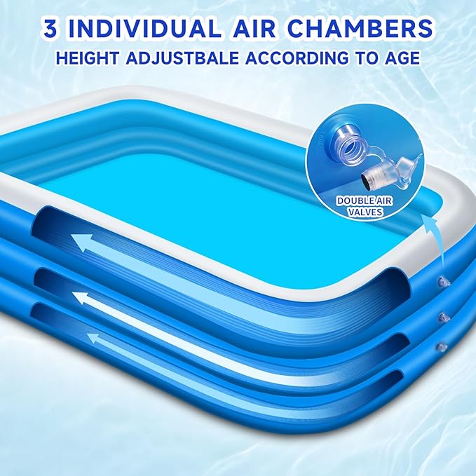 Inflatable Swimming Pool for Kids and Adults- 118" x 68" x 22" Family Full-Sized Blow Up Pools for Kids-Thickened Durable Above Ground Swimming Pool Backyard Lawn, Summer Party Outdoor and Indoor