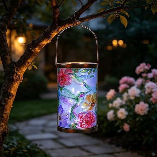 Hanging Solar Lantern Outdoor Waterproof LED Hummingbird Solar Lights Outdoor Decorative Solar Lanterns Tabletop Lamp for Patio Garden Yard Decor