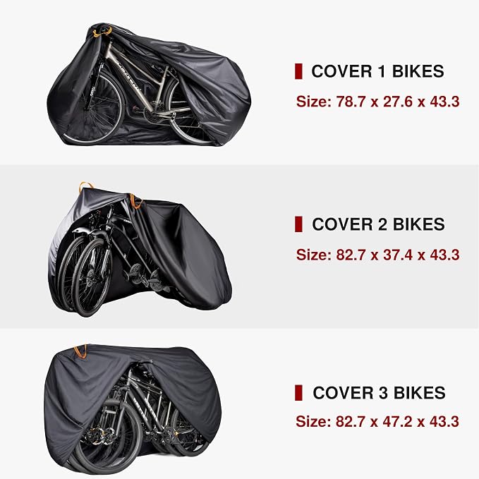 Puroma Bike Cover for 1 Bike, 190T Outdoor Waterproof Bicycle Covers Rain Sun UV Dust Wind Proof with Lock Hole for Mountain Road Electric Bike (Silver & Black)