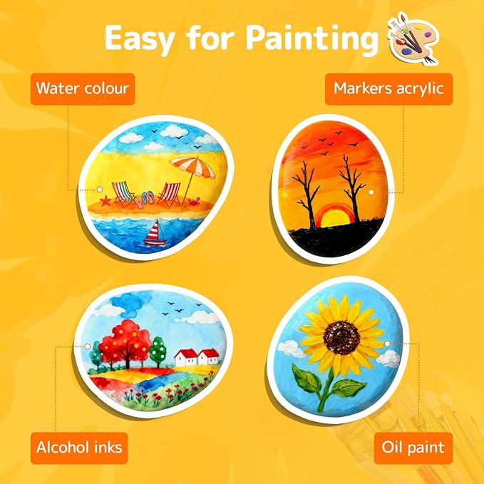 Simetufy 100Pcs 2"-3" River Rocks for Painting Bulk, Flat & Smooth Natural Stones for Arts & Crafts, Kindness, Decoration for Kids & Adults