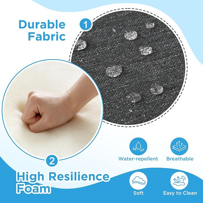 Outdoor Patio Chair Cushions 44x21x3.5 inch, Set of 2 Thicken Comfy Cushions for Rocker Non Slip Fade Shield Water Repellent High Back with Ties, Charcoal