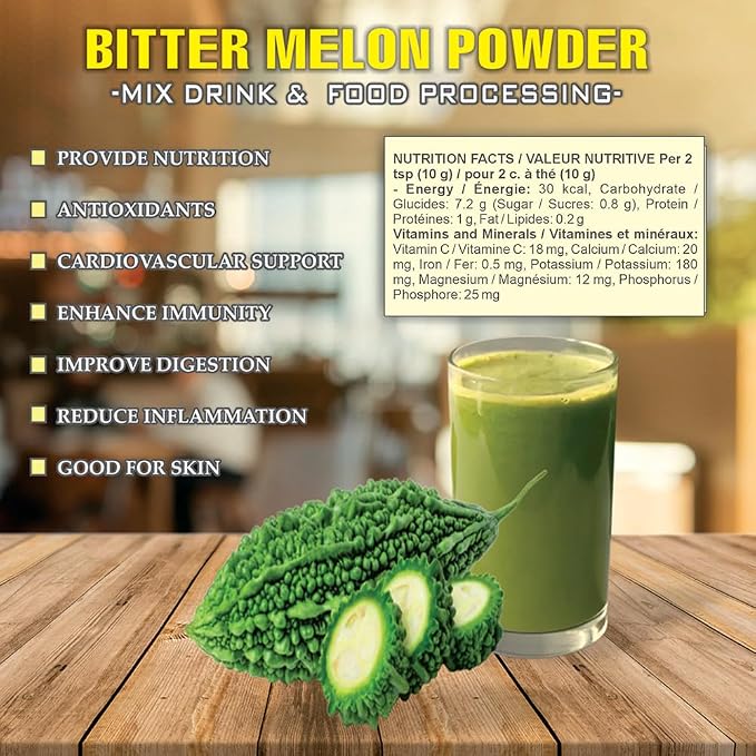 BITTER MELON POWDER 2.47 oz (70g) VIETFARMFOOD: Pure freeze-dried fruit powder, made from real fruit with no added sugar - Perfect for daily nutrition to keep your body full of vitality.
