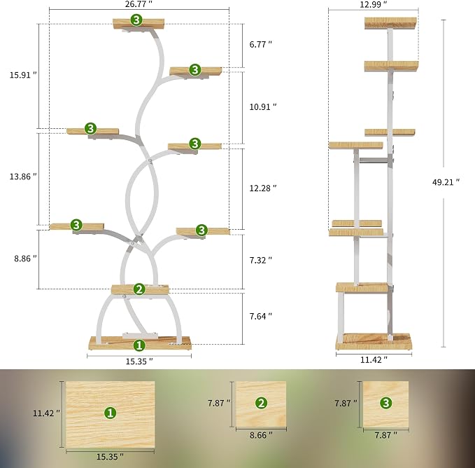 Plant Stand Indoor with Grow Light - 8 Tiered Plant Shelf Indoor, Corner Plant Stand, 49" Tall Plant Shelf with Lights for Indoor Growing, Lighted Flower Holder for Living Room, Balcony (White)