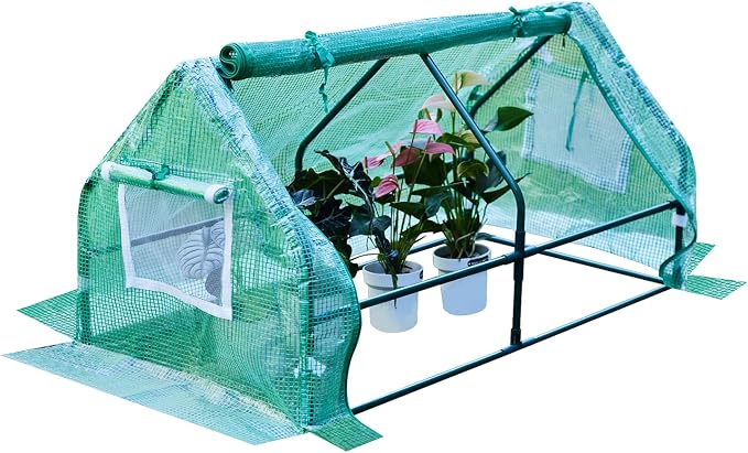 47.2" L × 23.6" W × 23.6" H Mini Greenhouse for Indoor Outdoor,Portable Mini Greenhouse, Heavy-Duty PE Plant Cover Tent , Tabletop Greenhouse for Small Plants, Seedling Humidity Dome Green