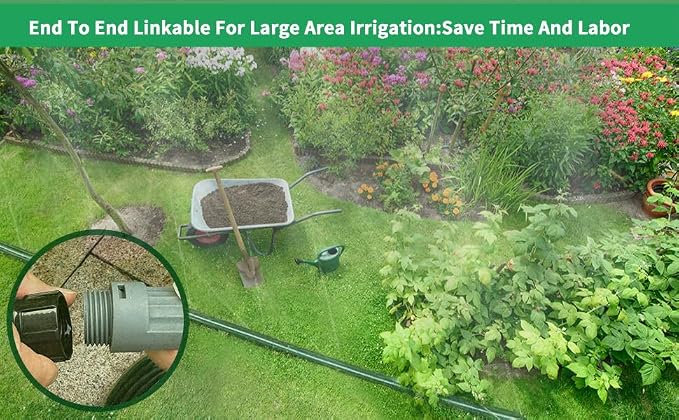 Watoo 2026 Sprinkler Hose & Soaker Hose for Yard - 150FT (50 * 3) Reinforced Flat Garden Hose with Holes, Heavy Duty No-Kink Lawn Irrigation Hose (Includes Stakes, High Pressure Spray)