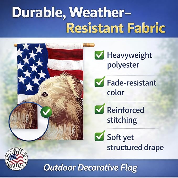 Caroline's Treasures CK6559CHF Himalayan Sheepdog Dog American Flag House Flag Large Porch Sleeve Pole Decorative Outside Yard Banner Artwork Wall Hanging, Polyester, House Size, Multicolor