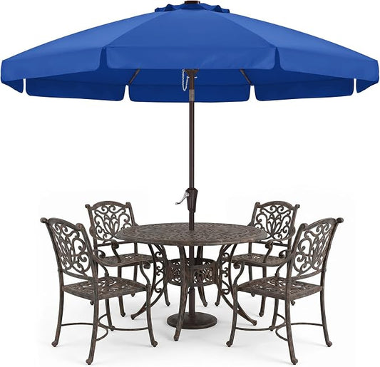 ABCCANOPY 10ft Scalloped Patio Umbrella, Outdoor Table Umbrella with Tilt and Crank, Fiberglass Ribs Deck Umbrella for Patio, Pool, Garden, Picnic (Blue)