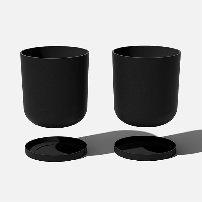 Veradek Mason Series Lima Planter - Round Planter for Indoor or Outdoor Porch/Garden | Made from Plastic-Stone Composite with Drainage Holes | Modern Décor for Succulents, Flowers, Small Plants