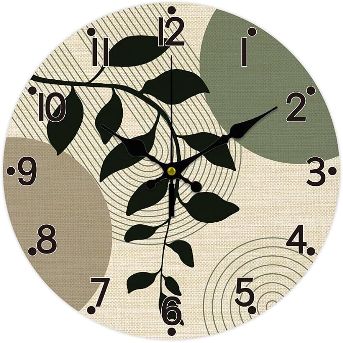 CHGCRAFT Bohemian Geometry Wall Clock 12 Inch Battery Operated Wall Clock Leaves Non Ticking Silent Decorative Clock for Office Bedroom Home Decor