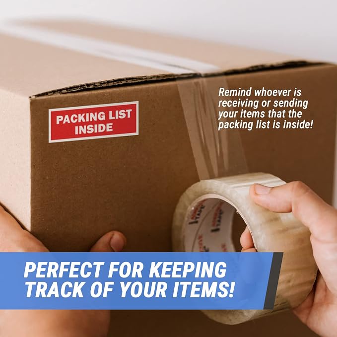 Packing List Labels, 1.5 x 4 inch, Red, 900 Labels | Packing List Inside Stickers, Freight Forwarding, Shipping & Handling, Semi-Gloss Coated