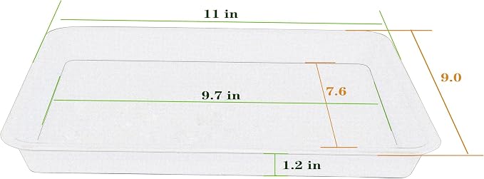 VUWEZ Plant Saucer Growing Tray, Seed Starter Tray Rectangular, Heavy Sturdy Plastic Planter Saucers Drainage Trays, Plant Drip Trays for Pots, Seed Starter Growing Pots (11 x 9 inch, 2 Pack)