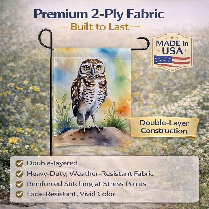 Caroline's Treasures Burrowing Owl Garden Flag Mailbox Flag Decorative Yard Flag Banner Outside Patio Artwork Yard Flower Beds, Garden Size, Multicolor