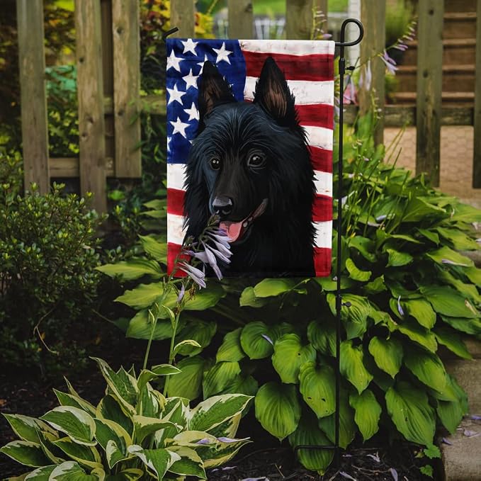 Caroline's Treasures CK6692GF Schipperke Dog American Flag Garden Flag Mailbox Flag Decorative Yard Flag Banner Outside Patio Artwork Yard Flower Beds, Garden Size, Multicolor