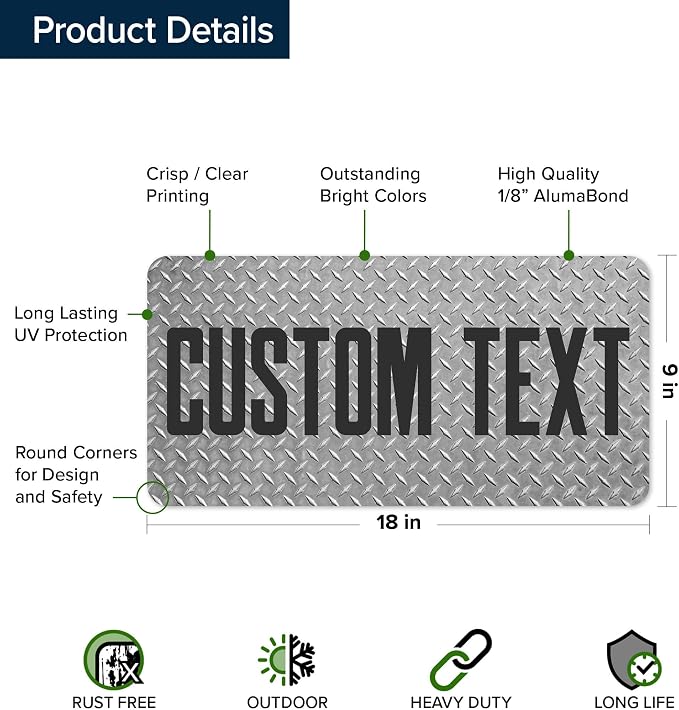 Custom Sign, Custom Street Sign, 11 Font Colors, 13 Font Styles, 4 Hole Options, 22 Sizes, 9x18 Inches, Rust Free DiBound, Fade Resistant, Made in USA by My Sign Center (Diamond Metal)